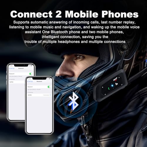 Image of EJEAS V6 Pro Motorcycle Bluetooth Headset, Upgraded 2 Riders Intercom Helmet Communication System with Auto-Answering Call and Noise Reduction for Motorcycling Skiing and Climbing (2 Pack)
