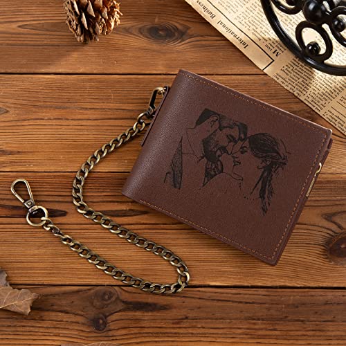 Dad Wallets Father's Day Gifts Personalized Photo Wallet for Men Initial Monogram Name Wallet Custom Picture Leather Slim Bifold Wallet Father Day for Grandpa Husband3