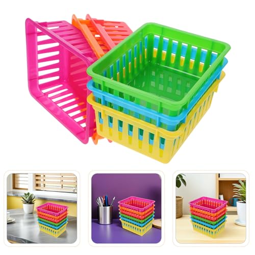 GALPADA 6pcs Plastic Pencil Holder Storage Basket for Pens and Crayons, Versatile and Space-saving Organizer Bin for Home Study and School Storage, Sturdy Classroom Supplies Container - Image 8
