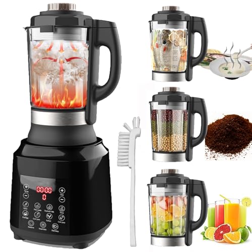 Comparison: Best Blender For Pureeing Food 8 Countertop Food Blender,Hot Soup Maker,High-Speed Kitchen Food Processor with 9 One Touch Programs,12H Preset,Self-Cleaning,Crushing,Mixing,Juices,Pureeing,Grinding,Chopping,Auto-shutoff, 60OZ, 1200W