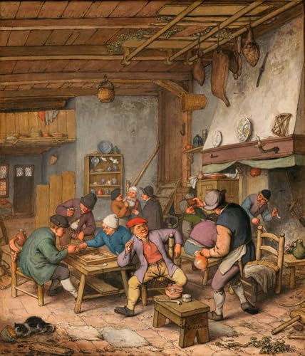 Tableau vintage paysan buveur par Adriaen Jansz Van Ostade pour grand espace