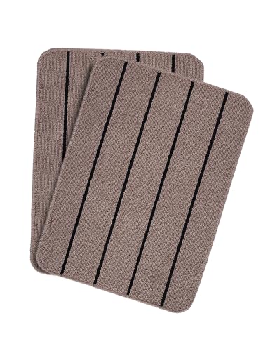 Image of Saral Home 2pc Door Mat Anti-Skid Washable Loop Stripe (Beige. 45X60 cm)