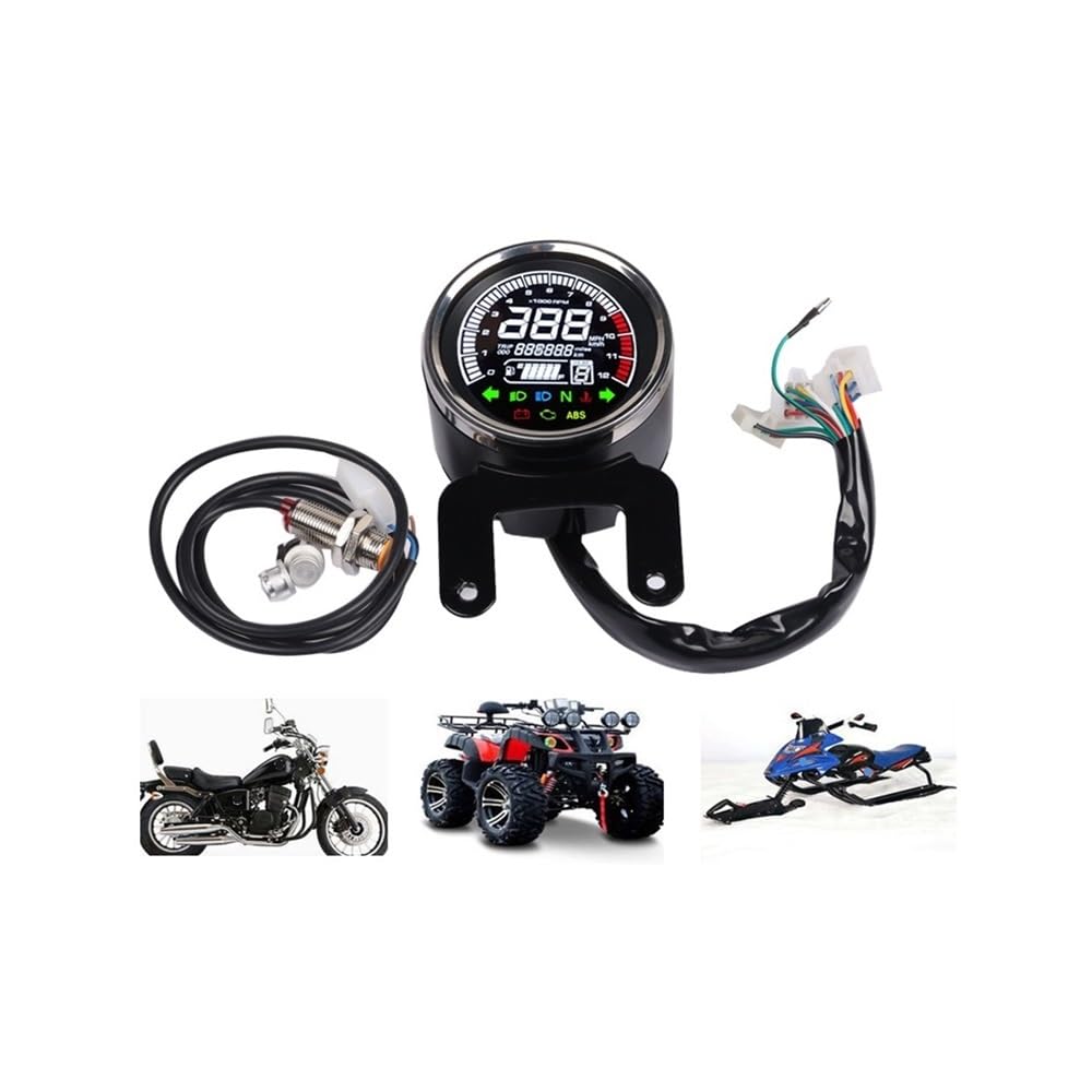 Contagiri contachilometri Contagiri Moto 12V Retroilluminazione A LED Per Tachimetro Digitale Temperatura Misuratore Carburante Indicatore Di Livello Moto