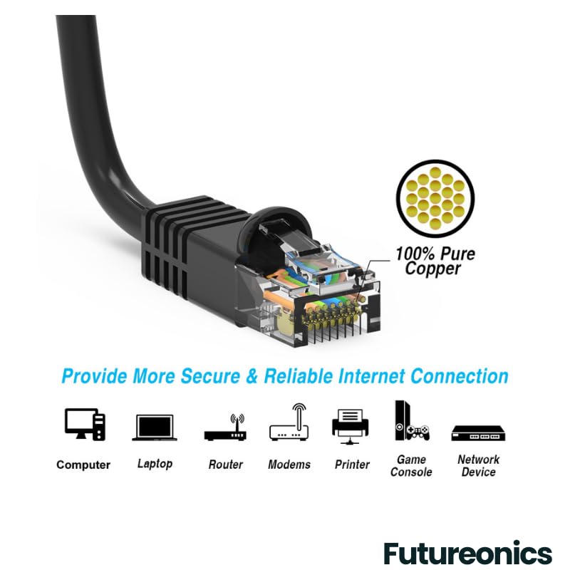 Paquete 20 cables Ethernet Cat 6 150 pies negro UTP miniatura 2