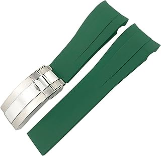 HAODEE Correa de goma de 20 mm 21 mm para Rolex DEEPSEA Sea-Dweller Submariner impermeable deportivo correa de reloj de silicona (color: verde oscuro, tamaño: 20 mm)
