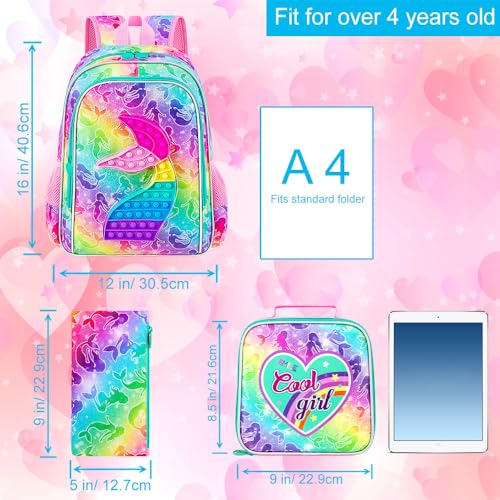 Image of CCJPX 3PCS Mermaid Backpack for Girls, 16 inchKids Water Resistant Elementary Preschool Kindergarten School Bookbag with Lunch Box - Pink