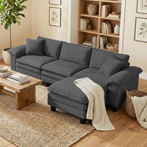 Image of HOMCOM Modular Sectional Sofa Couch 124 inch Oversized Cloud Couch Dark Gray
