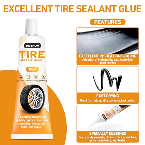 Image of 40 PCS Quick Fix Screw-in Tire Plug Kit with 2 Tubes of Sealant Glue