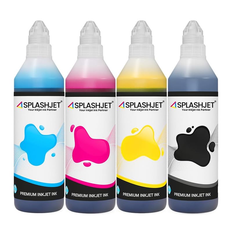 Image of Splashjet Compatible Refill Dye Ink for Brother DCP - T220, T300, T310, T420, T500, T520, T820, T920, T510, T910, T710, T4000W, T800W, T710W - Printer Ink Bottle (C /M /Y /BK x 500gm) (Pack of 4)- 506006
