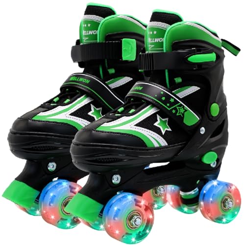 Kids Roller Skates for Boys Girls, 4 Size Adjustable Kids Rollerskates...