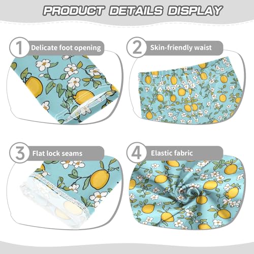 Wusikd Cute Lemon Girls' Leggings Toddler Doodles Light Blue Kids Yoga Pants Dance Active Tights 4T3
