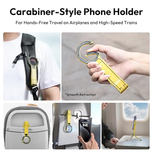 Image of ULANZI MA30 Magnetic Phone Tripod Stand for iPhone - Aluminium Maglock Smartphone Mini Tripod Pocket Cell Phone Stand Strong Magnet Quick Mount Compatible with iPhone 16 15 14 13 12 Series, Gold