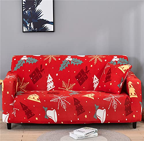 HUIJIE Easy-Going Sofa Slipcovers - Christmas Style Stretch Printed Sofa Cover, Full-Wrap Anti-Skid Soft,1 2 3 4 Seater Combination Couch Slipcover,1,Seater 90,140Cm