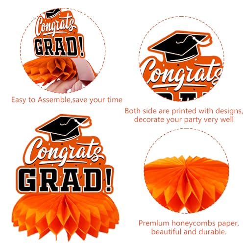 Image of Holkcog 2026 Graduation Decorations, Orange Themed Class of 2026 Congrats Graduation Banner Backdrop, Balloons, Paper Pompoms for Graduation Party Decorations, Outdoor Indoor Grad Party Decor Supplies