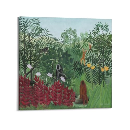 Peinture sur toile Henri Rousseau forêt tropicale 50x50 cm pour salon