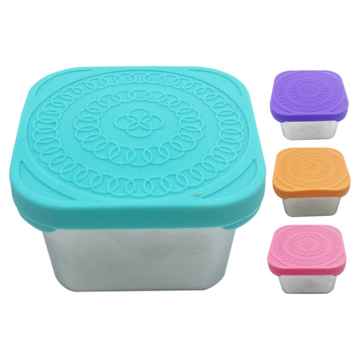 BETOOKY Juego de 4 Recipientes para Salsas con Tapa de Silicona, Acero Inoxidable, Herméticos y Preservan Frescura para Almacenar Salsas y Snacks