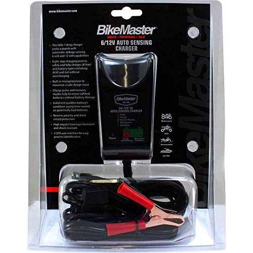 Bikemaster 6 or 12 Volt Motorcycle ATV Jet Ski Snowmobile Auto Sensing 1 Amp Charger
