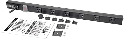 Miniatura 9 de Tripp Lite Regleta de alimentación de 6 salidas en ángulo recto, cable largo de 8 pies, enchufe 5-15P en ángulo recto, 24 pulgadas, 120 V, metal,