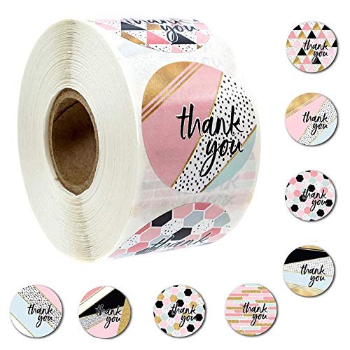 500 PC 1.5 Inch Thank You Stickers Roll,Bagvhandbagro Thank You Stickers for Business Packaging, Thank You Decorative Stickers for Boutique, Thank You Cards, Wedding, Gift Bags