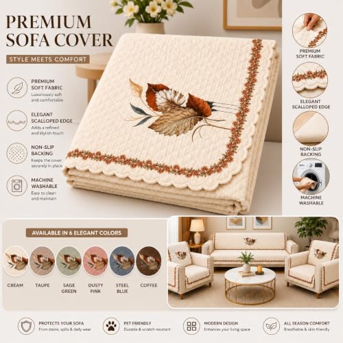 Image of ONAVH Presents Quilted Sofa Cover Set 5 Seater for Living Room - 3 Seater & 1+1 Seater Sofa Slip Covers for Home - Premium Furniture Protector Panels for Sofa Couch Office, 10 Pieces