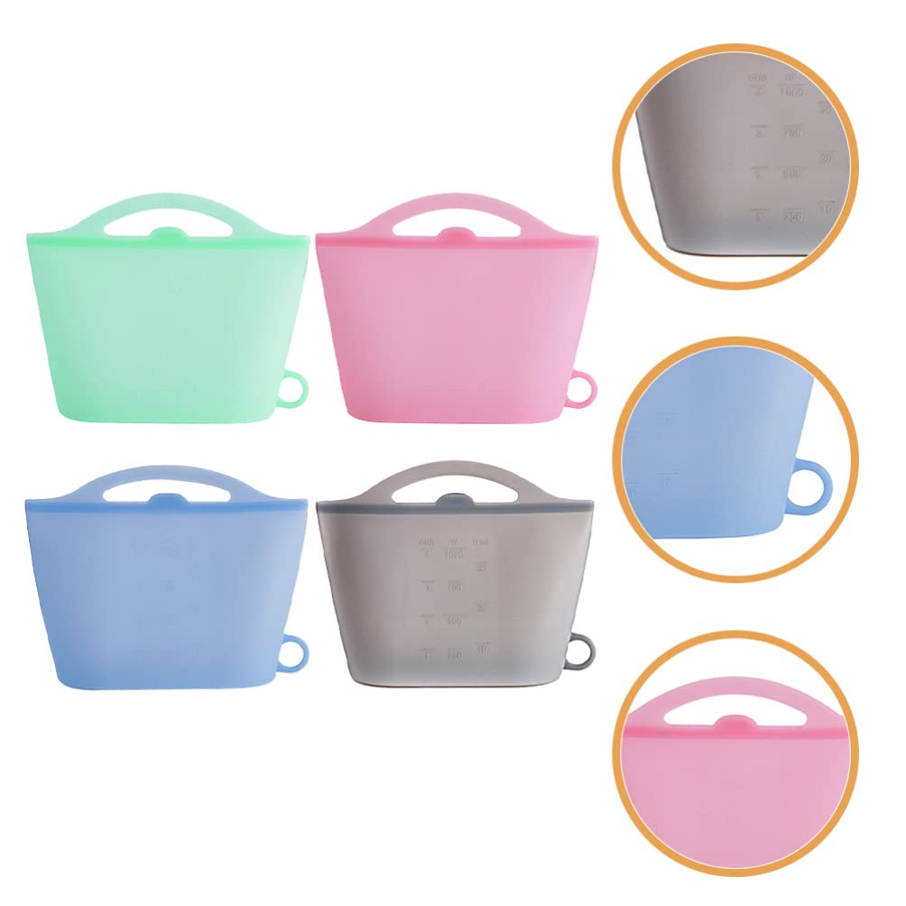 Cabilock 4 Piezas Bolsa De Almacenamiento De Silicona Bolsas De Carne Para Microondas Contenedor De Almacenamiento De Refrigerador Silicona De Grado Alimenticio Niño Bolsa De Microondas