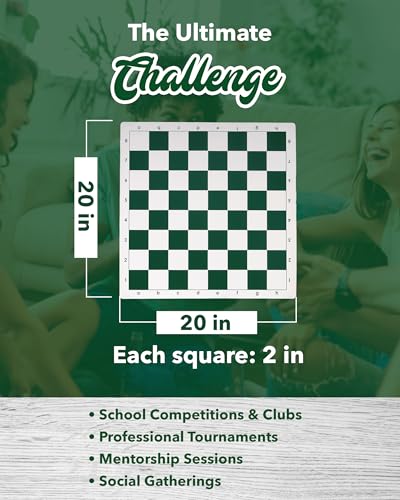 image for WE Games Best Value Tournament Chess Set w/ a Green Roll Up Vinyl Boar