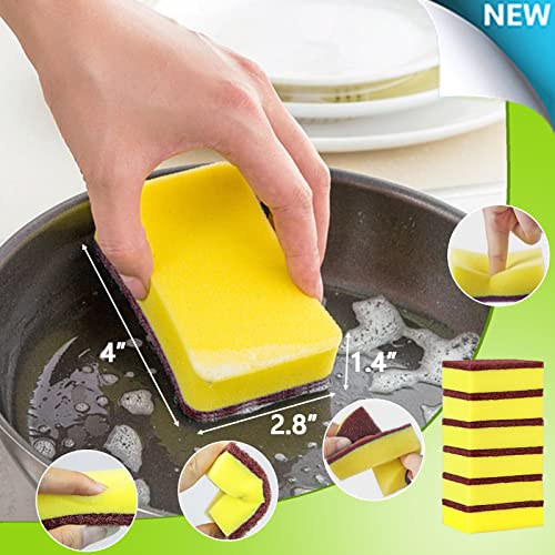 Image of Kitchen Cleaning Sponges, 6 Pack Heavy Duty Scrub Sponges Cleans Fast Non-Scratch Sponge for Washing Dishes and Cleaning Kitchen (Brown)