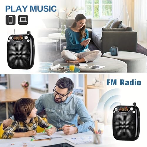 Image of Juarez 10W Voice Amplifier with Wired Microphone, Bluetooth 6.0 Portable PA Speaker, FM Radio, USB /TF Playback, LED Display, Type-C Rechargeable for Teaching & Training, Classroom, Speech, Tour Guide