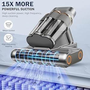 Mattress Vacuum Cleaner, Handheld Bed Vacuum with UV-C Light, 16Kpa Suction & 30000 RPM Dual Drum Brushes,140°F Hot Air & Ultrasonic,500W Power Mattress Cleaner, Quickly Removes Dust(Corded) Mattress Vacuum Cleaner Handheld Bed Vacuum with UV C Light 16Kpa Suction 30000 RPM Dual Drum Brushes140F Hot Air Ultrasonic500W Power Mattress Cleaner Quickly Removes DustCorded