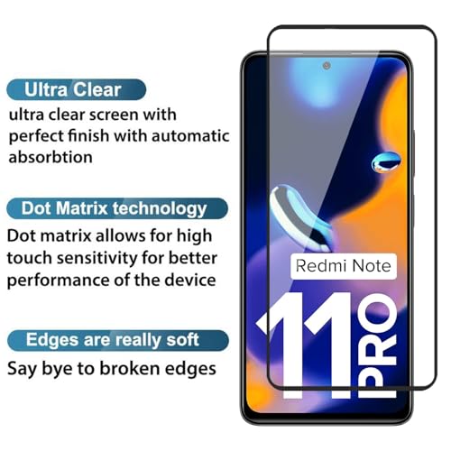 Image of HD Tempered Glass Screen Protector Compatible For Redmi Note 11 Pro, Note 11 Pro Plus With Edge To Edge Coverage And Easy Installation Kit