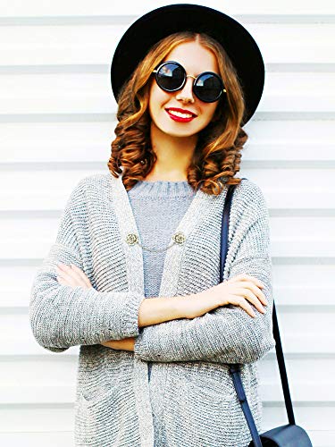 Gejoy 2 Pieces Rose Sweater Shawl Clips Cardigan Flowers Collar Dresses Clip with Chain for Women Girls (style Set 2)2