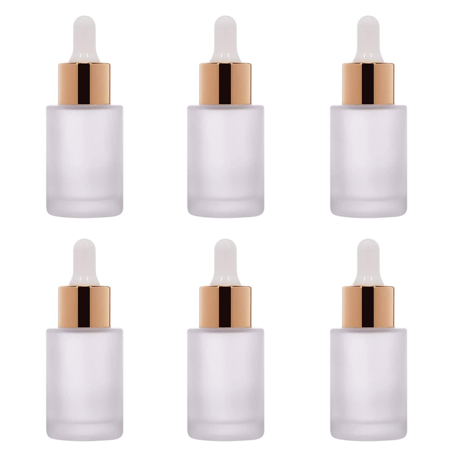 B.H.Industry Round Flat shoulder Frosted Glass Essential Oil Dropper Bottles, 30 ML, Pack of 6-image-10