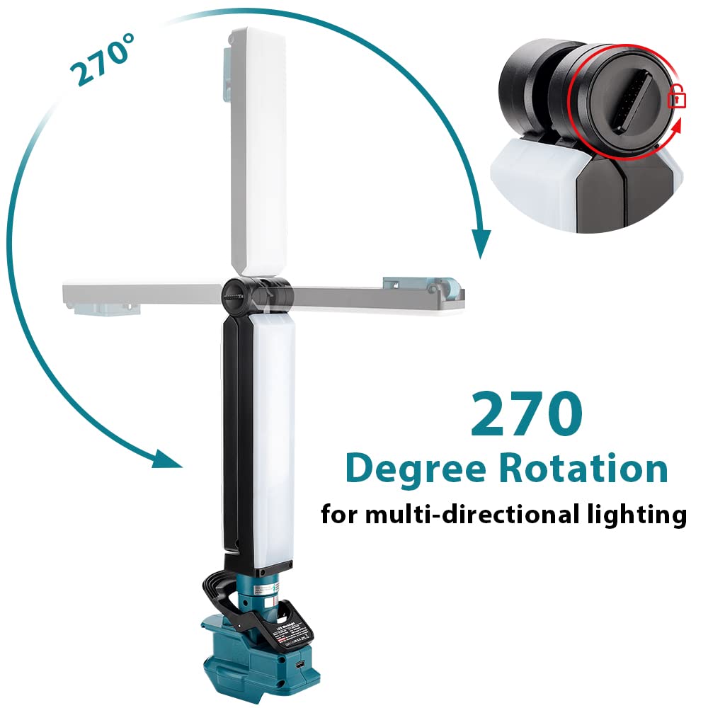 RUITTEFOUM 25W Cordless LED Work Light For Ryobi 18V Lithium Battery, 1500LM Portable Jobsite - View #8