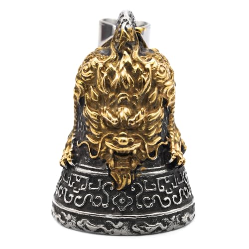 Image of Royal King Lion Head Guardian Motorcycle Bell with Hanger for Biker,Good Luck Keychain & Motorcycle Accessories