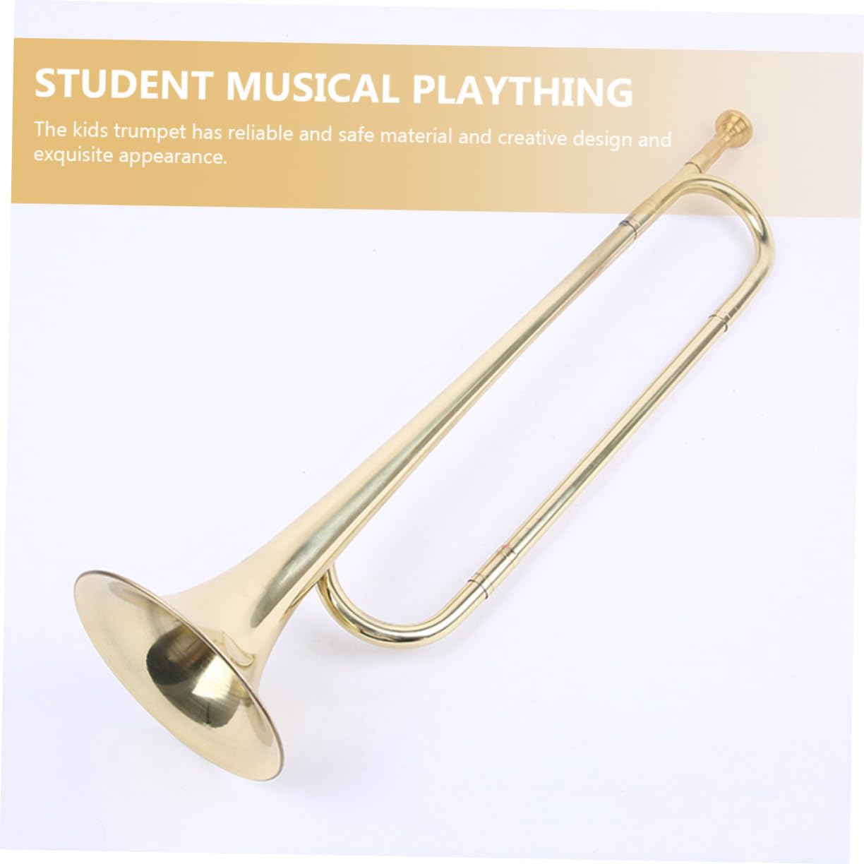 Trompeta para Niños Pequeña de Metal Boquilla y Guantes, Instrumento Musical Educativo para Estudiantes, Juguete de Trompeta para Principiantes y Banda Escolar