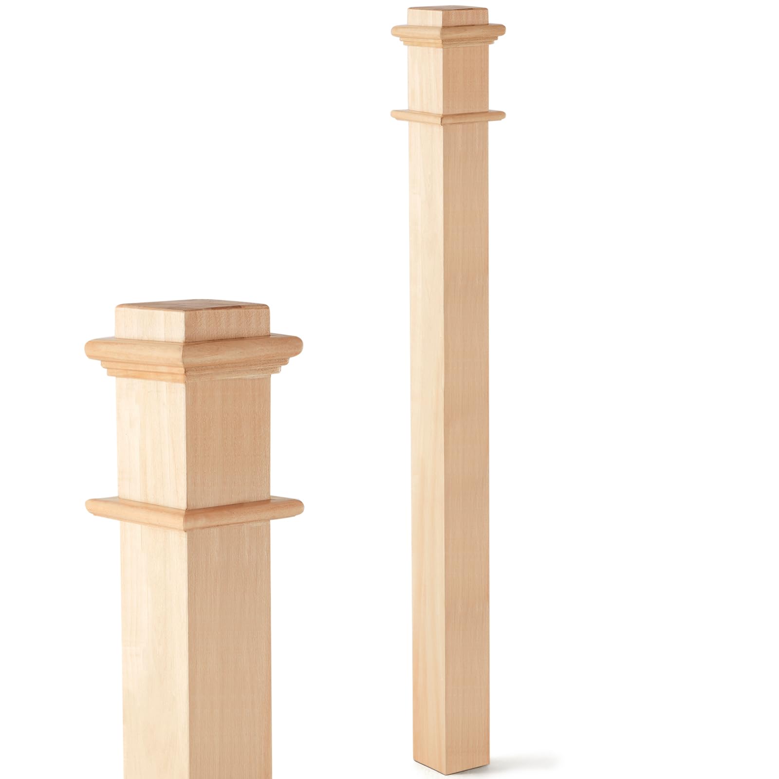 CroBlissful 3 x 48 Wood Box Newel Stair Newel Post Solid Poplar Notched Interior Railing Newel Stair Post Wood Balusters for Staircase Handrails