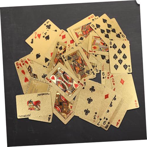 Kisangel Goldfolie Pokerkarten aus Robust und Tragbar für Familien Partys Outdoor Spiele Geschenk für Kartenspiel Fans Langlebig und Vielseitig Einsetzbar – Bild 5