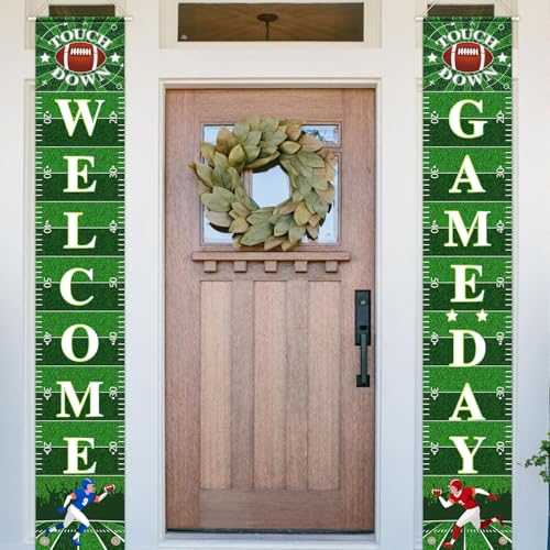 Image of Hooqict Football Decorations Porch Sign Banner Football Door Decorations Sign Party Banner Garland for Sport Theme Game Day Tailgate Party Supplies