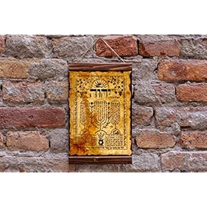 SHIVITI Historic Hebrew Kabbalah Safety Amulet Wooden Framed Canvas Print, Kabbalah Talisman Allure, Judaica Wall Artwork Decor Reward (11.8×15.7 Inches)