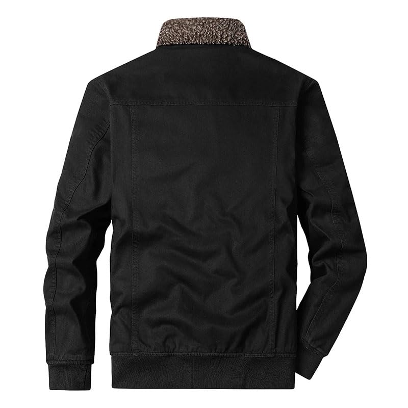 Dninmim Men's Winter Thick Parka Long Sleeves Lamb Wool Fleece Coat Windbreaker Warm Thick Jacket4