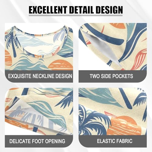 ALAZA Coconut Tree Moon Palm Tree Pajamas Short Sleeve 2 Piece Sleepwear Top and Bottom Pajama Set Unisex4