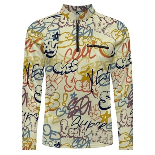 Comics Lettering in Pop Art Style Men's Sun Protection Shirts UV SPF UPF 50+ Long Sleeve Rash Guard Lightweight4