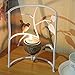 Metallic Votive Candle Holders, Decorative TeaLight Candle Stands for Table, Vintage Home Decor Centerpiece Features Bird, Nest and Tree by Marbrasse (White)
