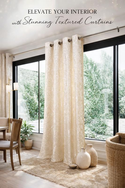 Image of Velvet 9 Feet Blackout Curtain Panels, 70% Light-Blocking Heavy Thermal Insulated Drapes Set of 1 (274 * 121cm, Cream)