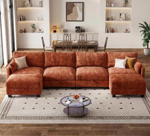 Image of Modular Sectional Sofa, 132 inch U Shaped Couch with Storage
