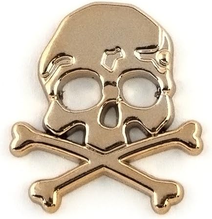 HAND No.17 1516 Gold Colour Skull and Crossbones Trims - Embellishments for Clothing, Jewellery, Pendants - Pack of 20