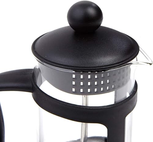 Miniatura 8 de Cafetera de prensa francesa con filtro reutilizable de acero inoxidable, vidrio de borosilicato alto, 12 onzas, color negro