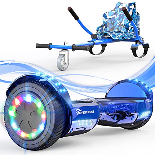 EVERCROSS Hoverboard, 6.5" Self Balancing Scooter Hoverboard with Seat Attachment, Hover Board Scooter with Bluetooth & Colorful LED Light, Hoverboards for Kids and Adults
