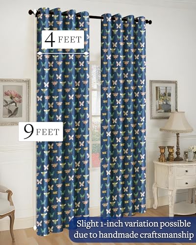 Image of Cloth Fusion Printed 100% Blackout Long Door Curtains 9 Feet Set of 2