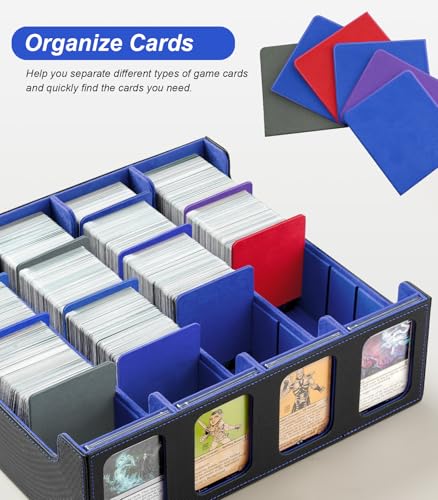 Image of TiMOVO Trading Card Dividers for Commander Deck Boxes with Built-in Slots, 12 PCS Card Supporters Separator for MTG TCG Sports Cards Organizer Box, 2.91x3.35in, Blue